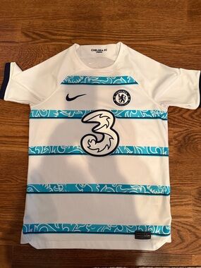 Nike Kids Chelsea FC White and Teal Accent Home Jersey